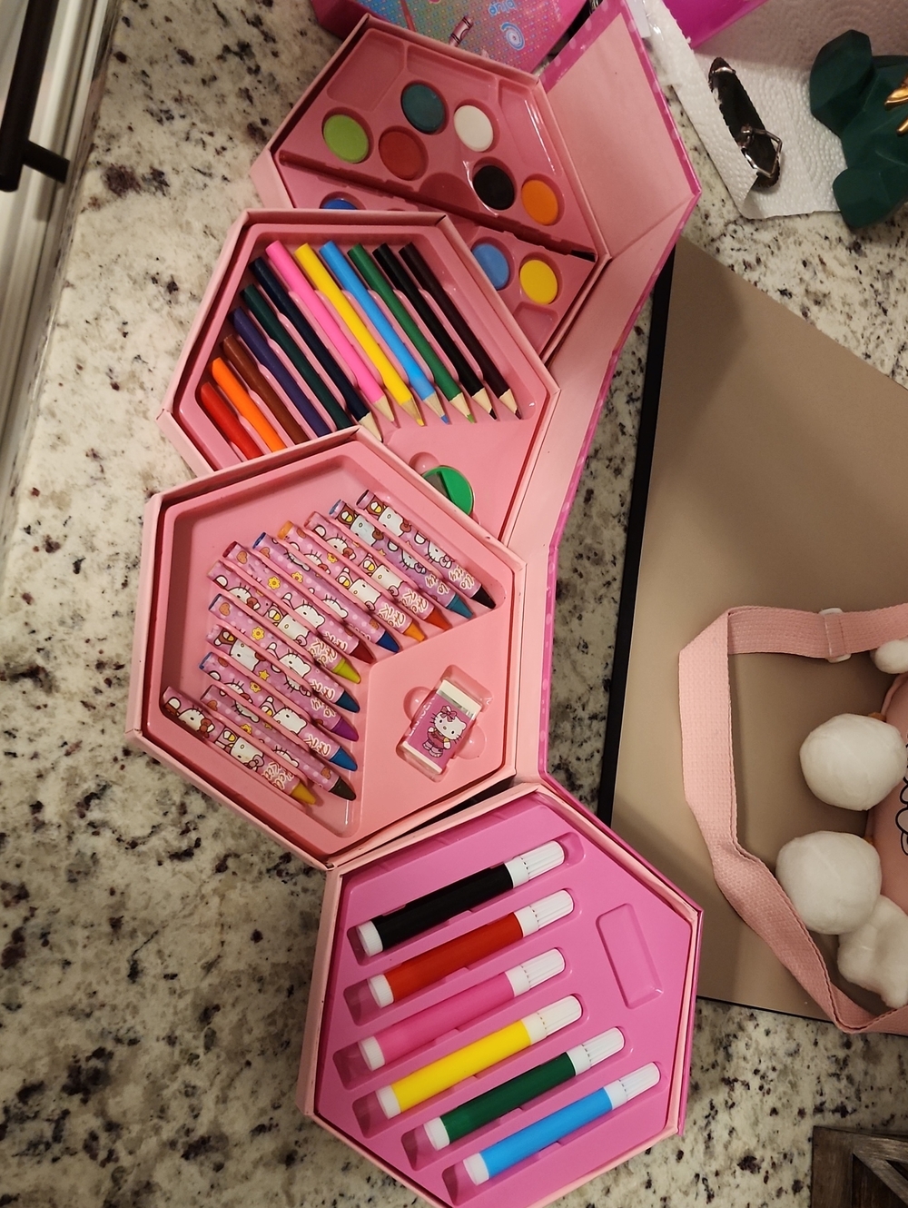 Hello Kitty Pink Art Set with Colored Pencils, Markers & Watercolors